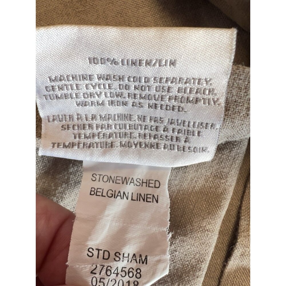 RESTORATION HARDWARE Pillow Sham Stonewashed Belgian Linen Gray Pair Luxury Bed - Picture 3 of 12